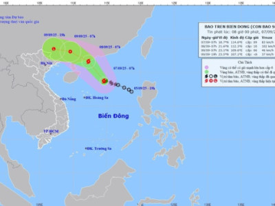 Bão số 7 mạnh cấp 9, nhiều tỉnh miền Bắc sẽ có mưa giông