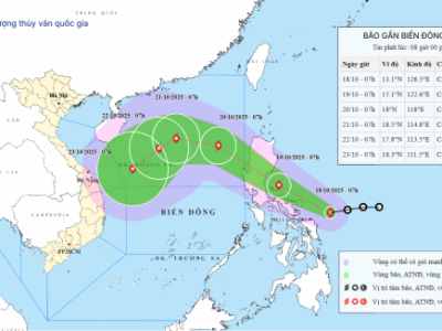 Bão Phong Thần đang hướng vào Biển Đông với tốc độ 20km/giờ