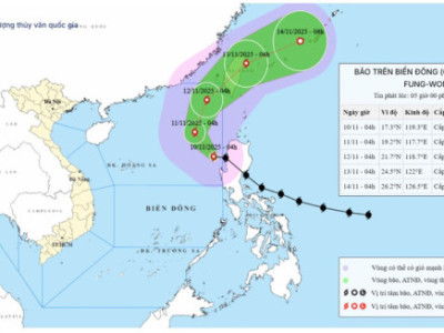 Bão Fung-Wong đã đi vào Biển Đông và trở thành cơn bão số 14 trong năm nay