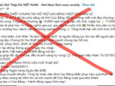 Cảnh báo trò lừa đảo thông qua kêu gọi ủng hộ đồng bào bị lũ lụt
