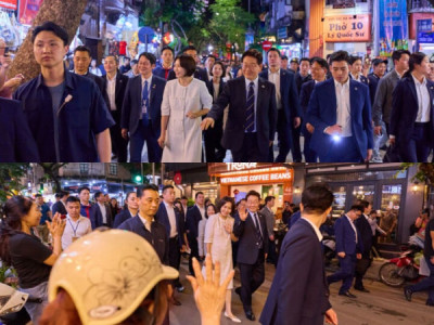 Tổng thống Lee Jae-myung và phu nhân bất ngờ đi dạo khu phố cổ Hà Nội, giao lưu gần gũi với người dân.